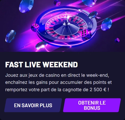 Fast Slots live casino roulette wheel with dice and chips